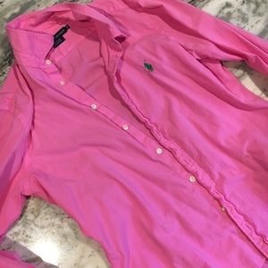 pink polo button down